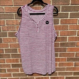 Striped Sleeveless Top - Burgundy and White